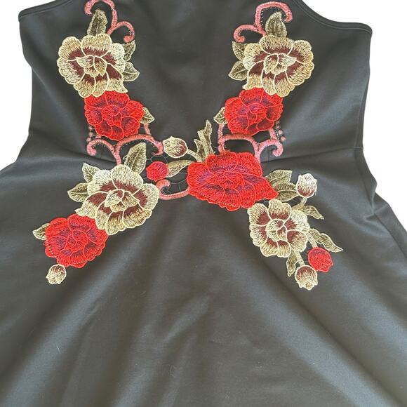 Womens Dress Size Small Black Floral Soft Goth Whimsigoth Office Siren Weekend - Picture 2 of 5